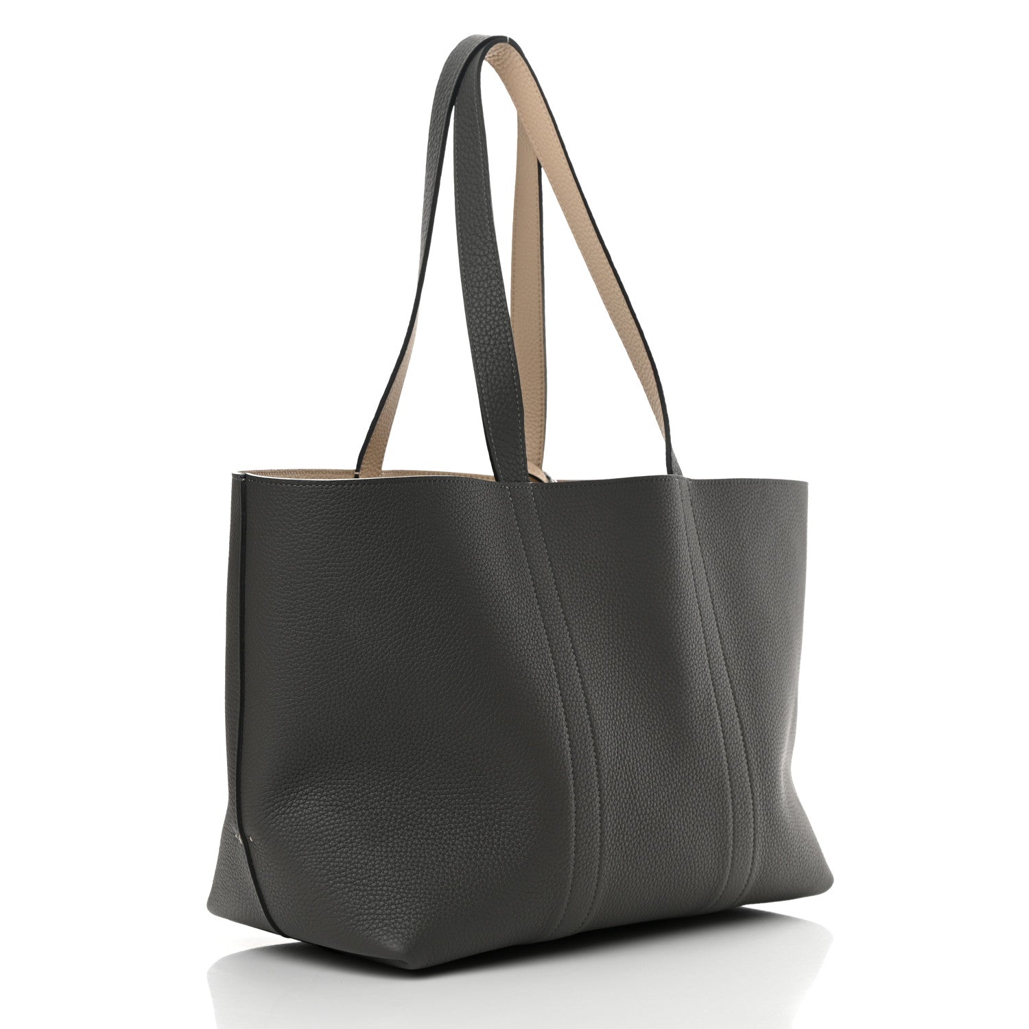 Moynat Taurillon Gex Calfskin Duo Reversible Tote Greige Zinc 3 of 17