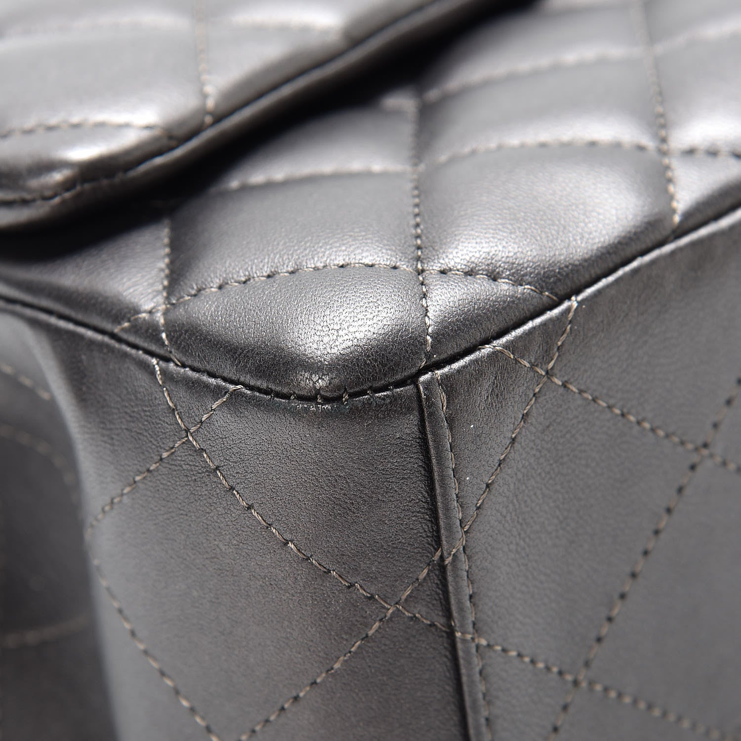 Chanel Metallic Lambskin Quilted Maxi Single Flap Dark Grey 11 of 21