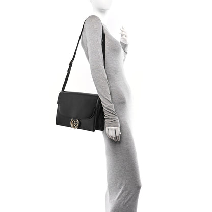 Gucci Textured Calfskin Medium Torchon GG Ring Shoulder Bag Black 2 of 13