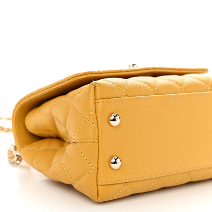 Chanel Caviar Quilted Extra Mini Coco Handle Flap Yellow 9 of 12