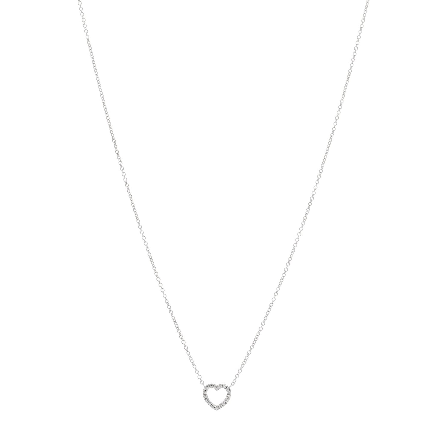 18K White Gold Diamond Metro Heart Pendant Necklace
