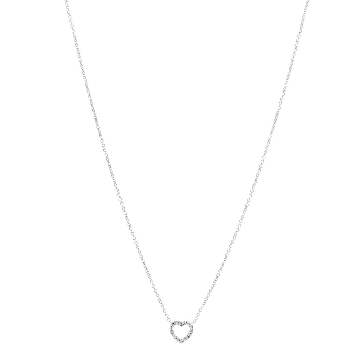 Tiffany 18K White Gold Diamond Metro Heart Pendant Necklace 1 of 4