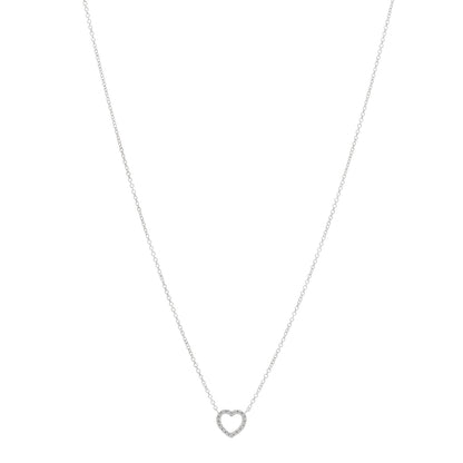 Tiffany 18K White Gold Diamond Metro Heart Pendant Necklace 1 of 4