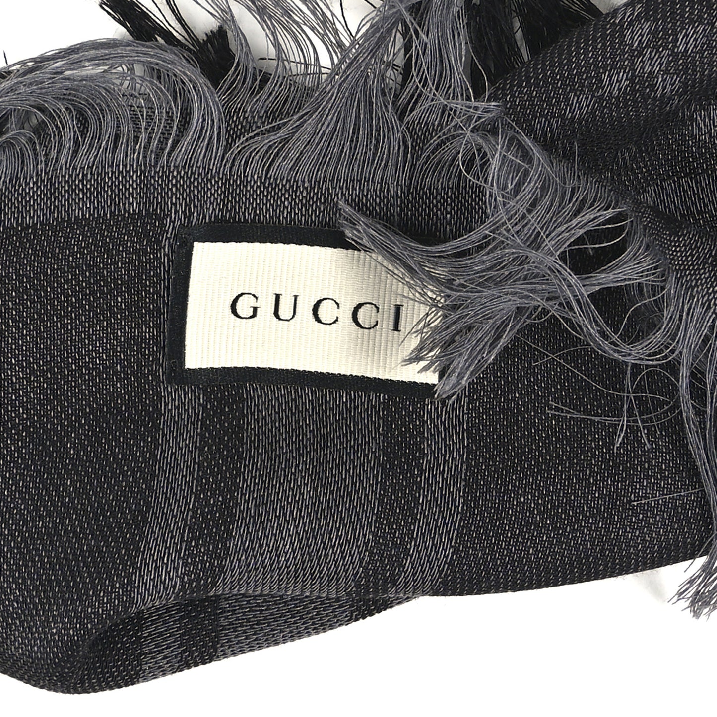 Wool Silk GG Monogram Diamante Plaid Surviee Shawl Graphite Black