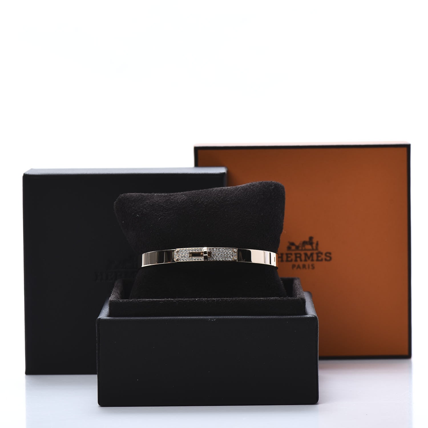 Hermes 18K Rose Gold Diamond PM Kelly Pave Bracelet SH 6 of 6