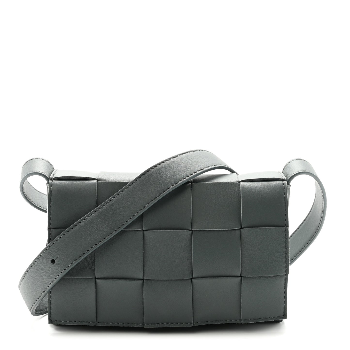 Lambskin Maxi Intrecciato Small Cassette Crossbody Bag Thunder