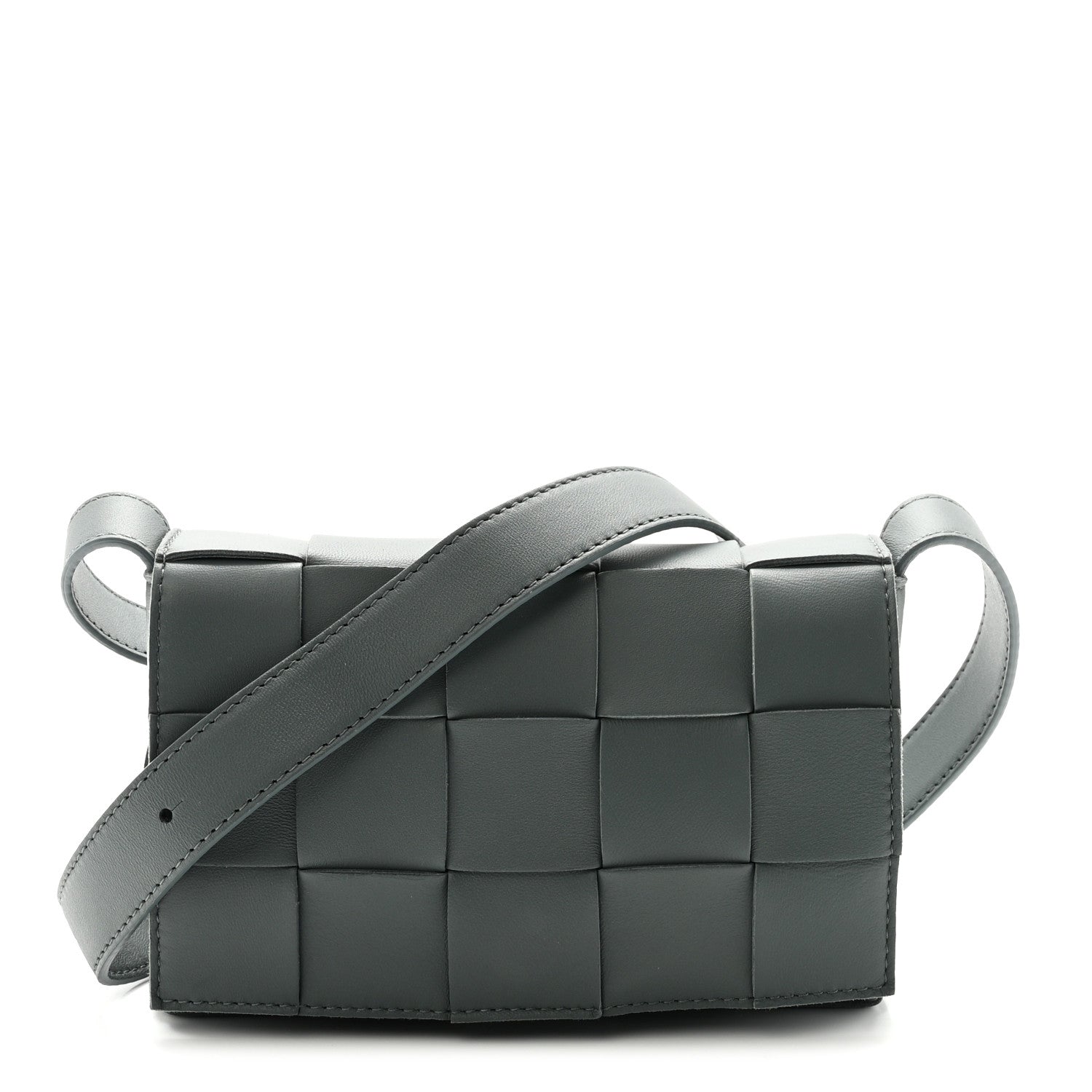 Bottega Veneta Lambskin Maxi Intrecciato Small Cassette Crossbody Bag Thunder 1 of 9