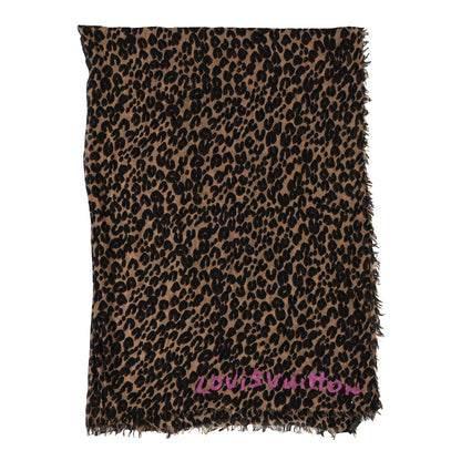 Louis Vuitton Cashmere Silk Leopard Etole Stole Marron 2 of 4