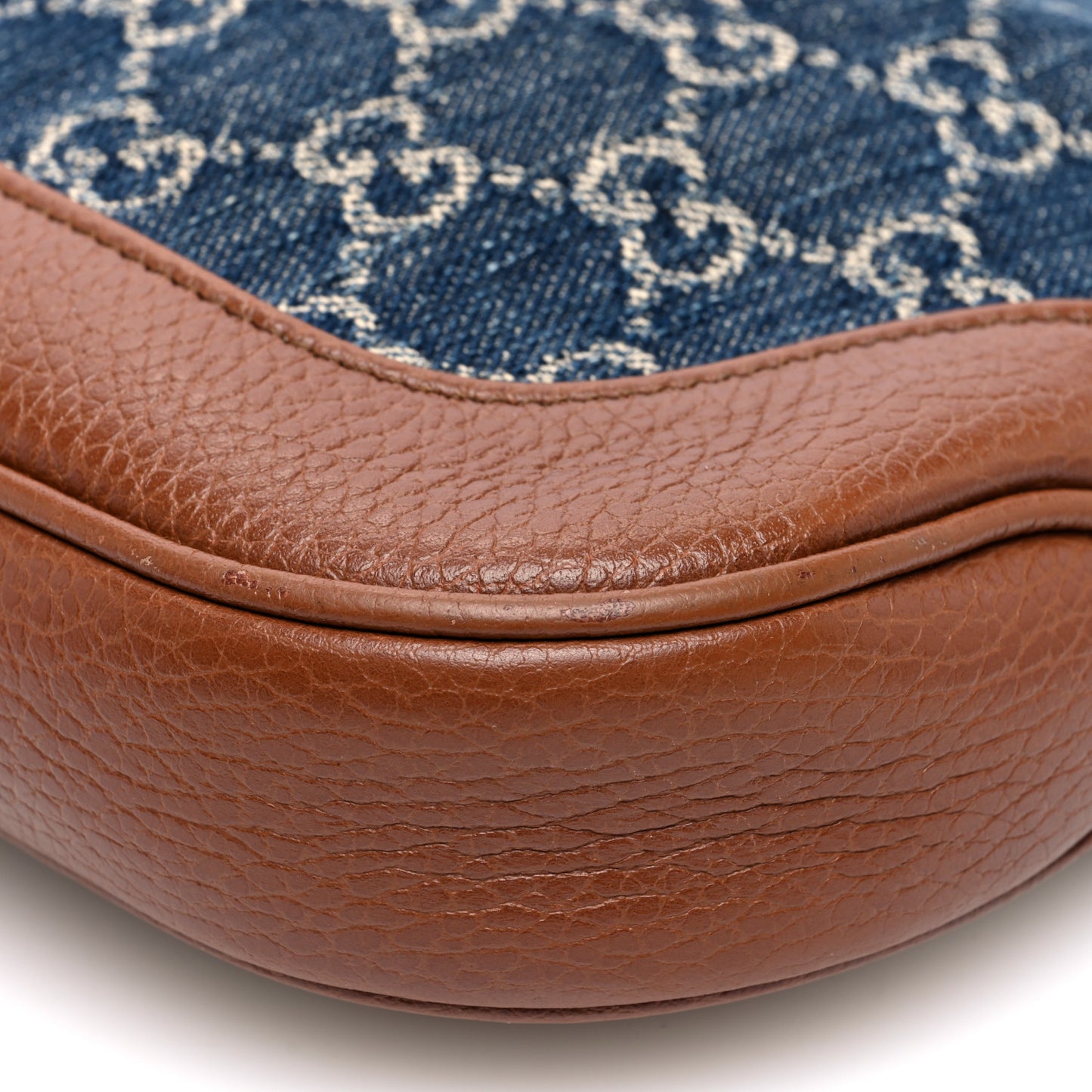 New Denim GG Monogram Calfskin Small Jackie 1961 Hobo Blue Tea Cuir