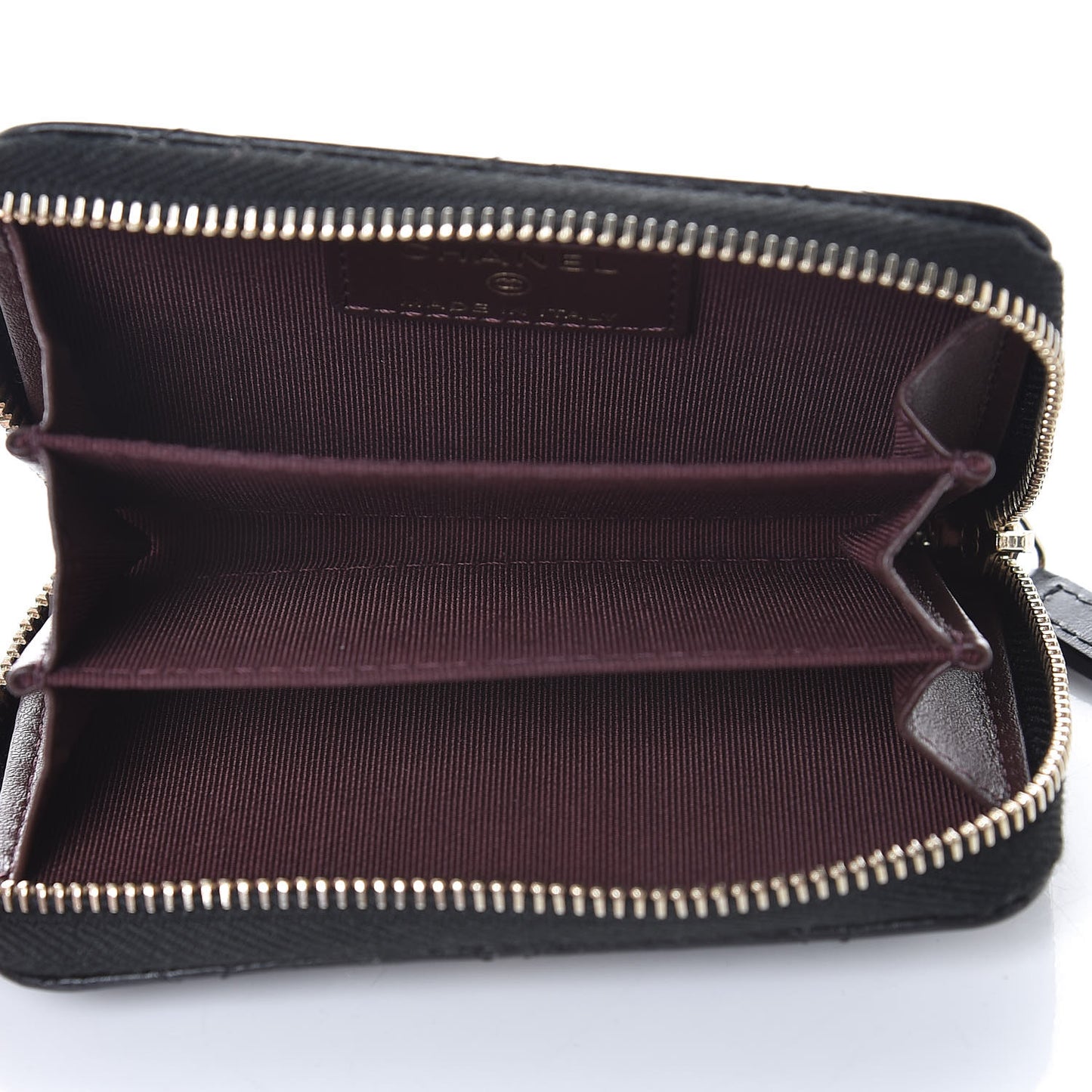 Aged Calfskin Quilted Lucky Charms Reissue Zip Coin Purse Black