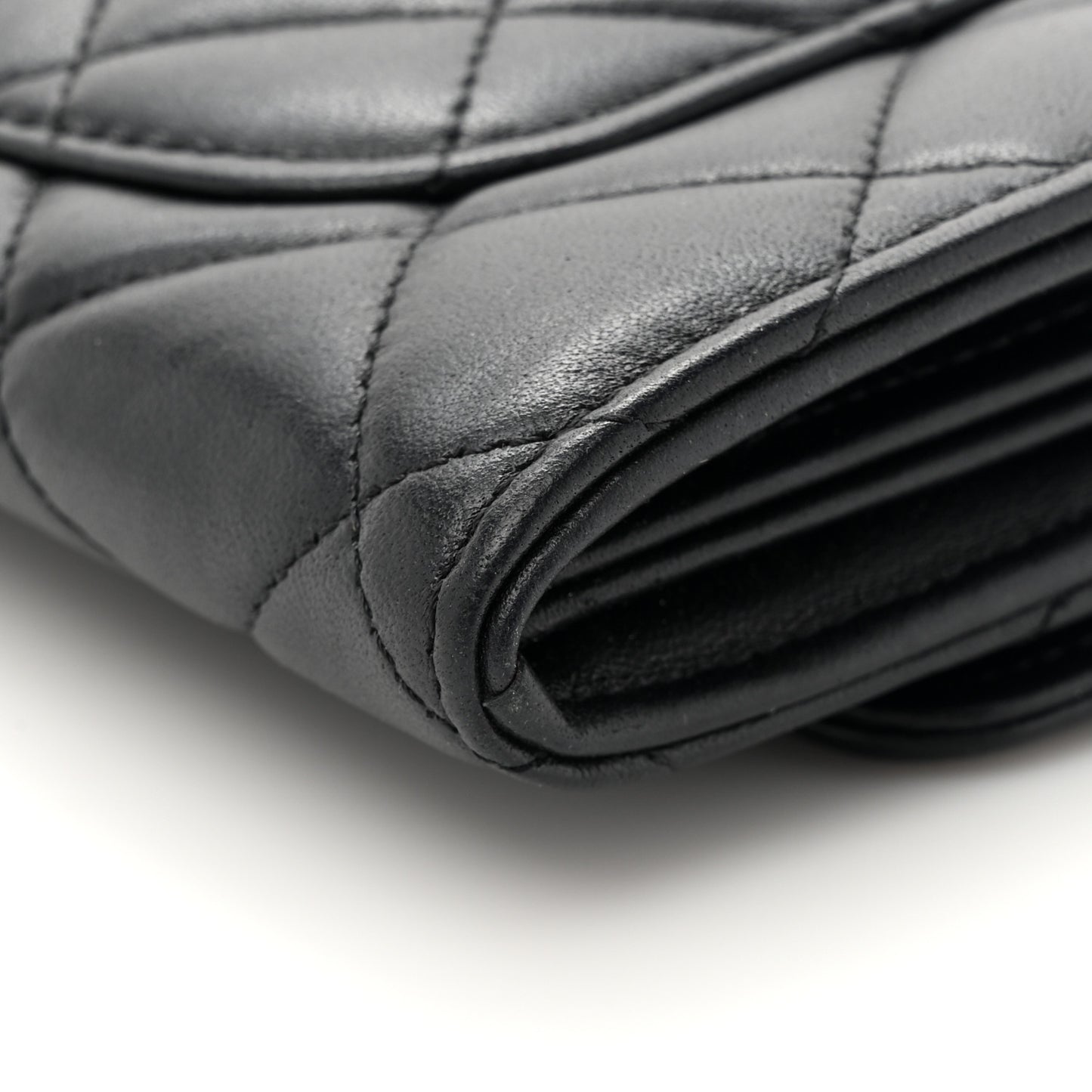 Lambskin Quilted Large Flap Wallet Black