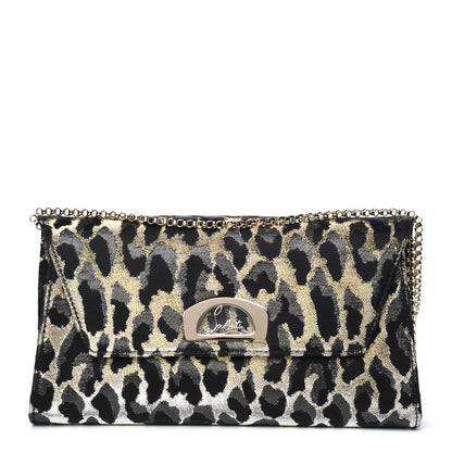 Christian Louboutin Metallic Fabric Leopard Print Vero Dodat Clutch 1 of 8