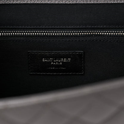 Saint Laurent Grain De Poudre Textured Mixed Matelasse Large Triquilt Monogram Satchel Earth 6 of 9
