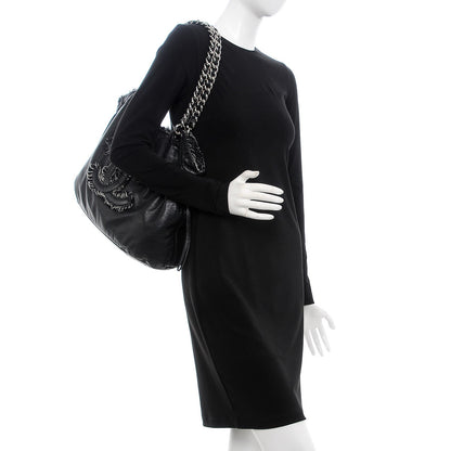Chanel Tweed Lambskin Drawstring Tweedy Tote Black 2 of 9