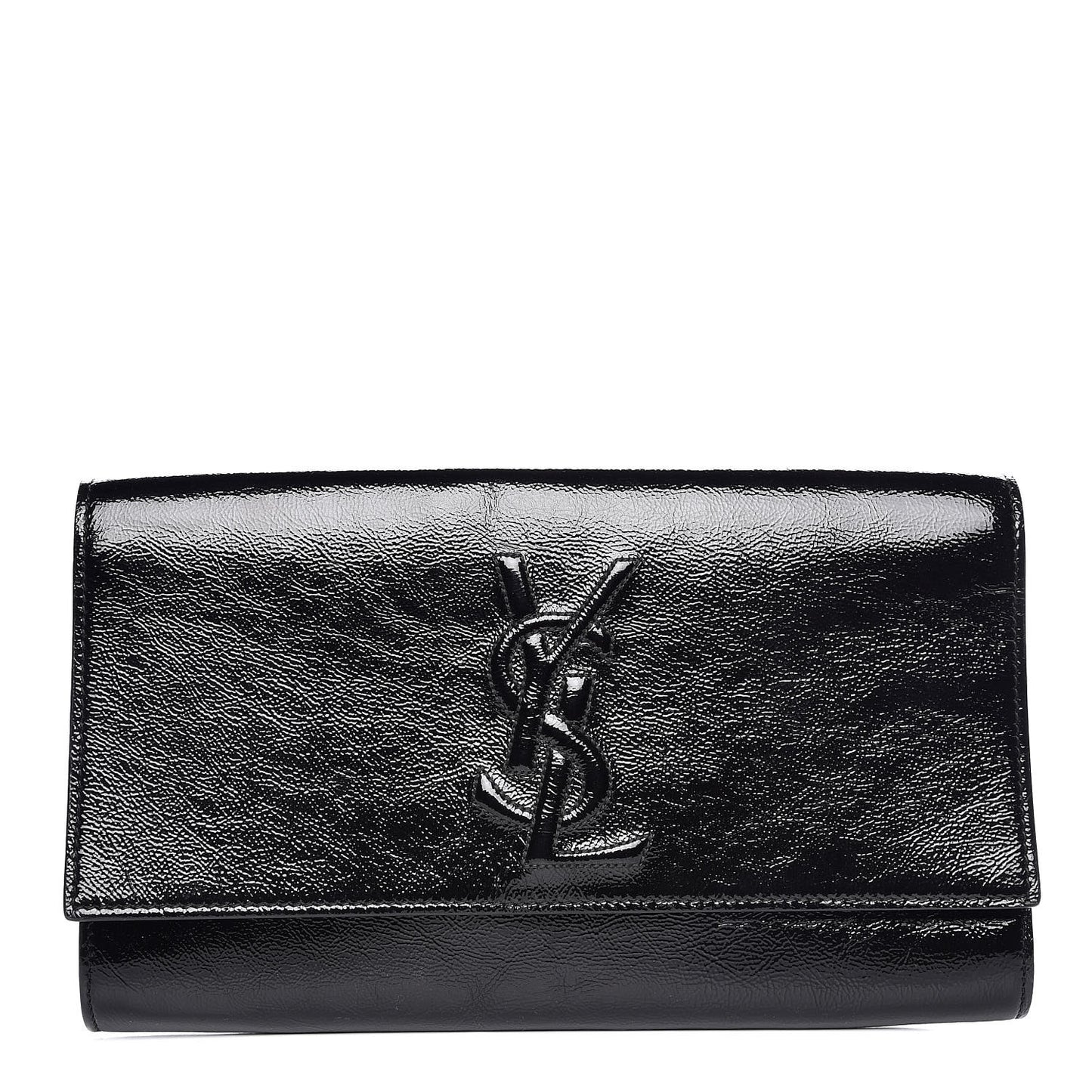 Textured Patent Monogram Large Belle De Jour Clutch Black