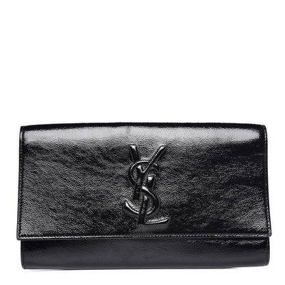 Saint Laurent Textured Patent Monogram Large Belle De Jour Clutch Black 1 of 6