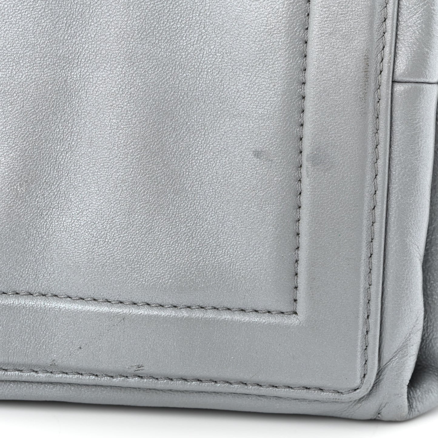Metallic Lambskin Quilted Small Coco Cocoon Reversible Tote Light Grey