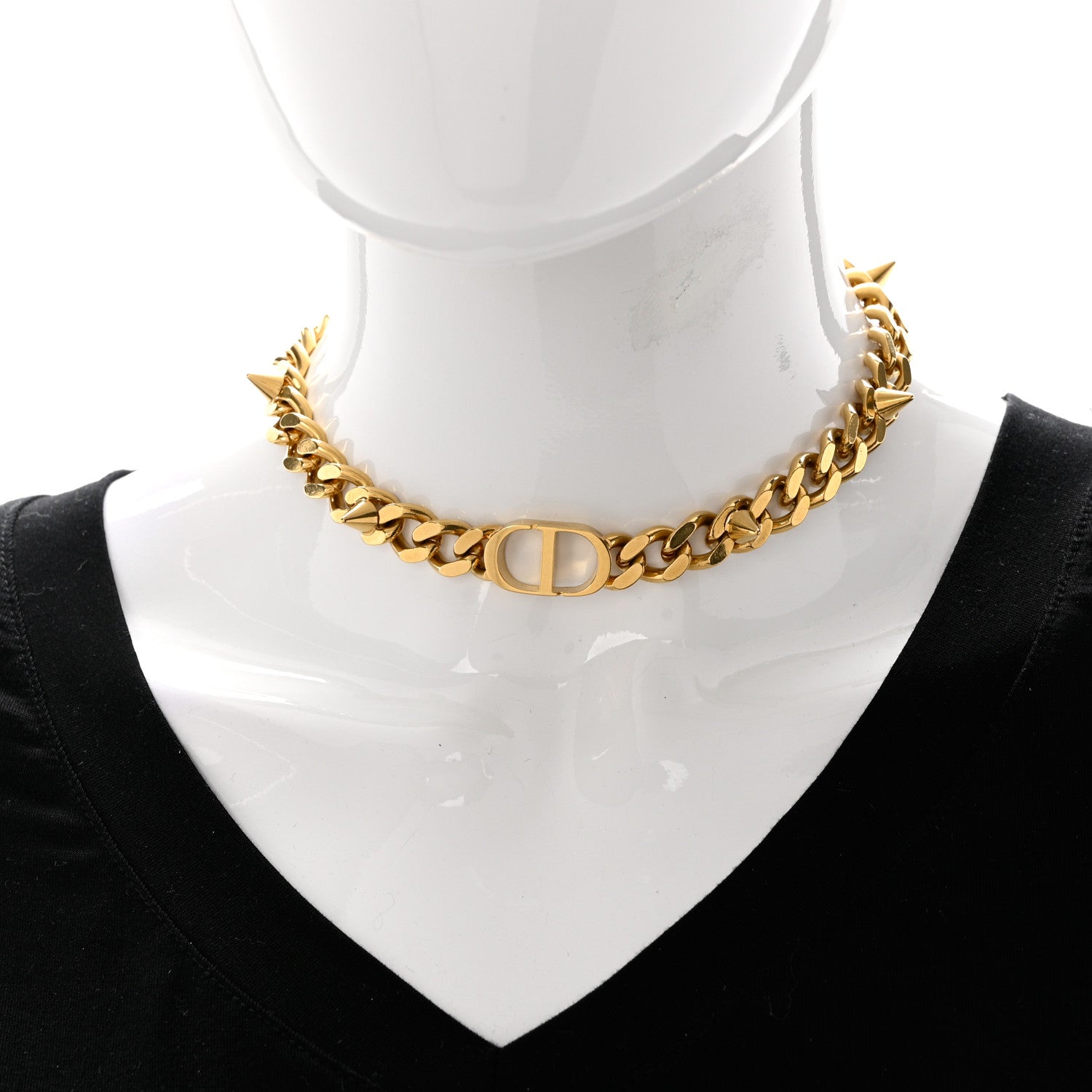 Christian Dior Metal Danseuse Etoile Chain Choker Necklace Gold