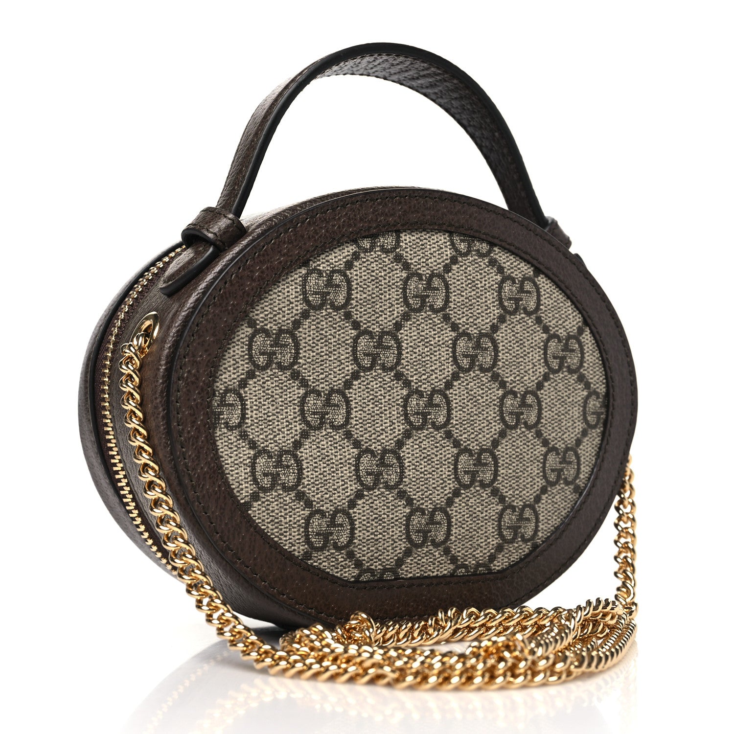 Gucci GG Supreme Monogram Top Handle Web Mini Ophidia Round Shoulder Bag Brown 3 of 11
