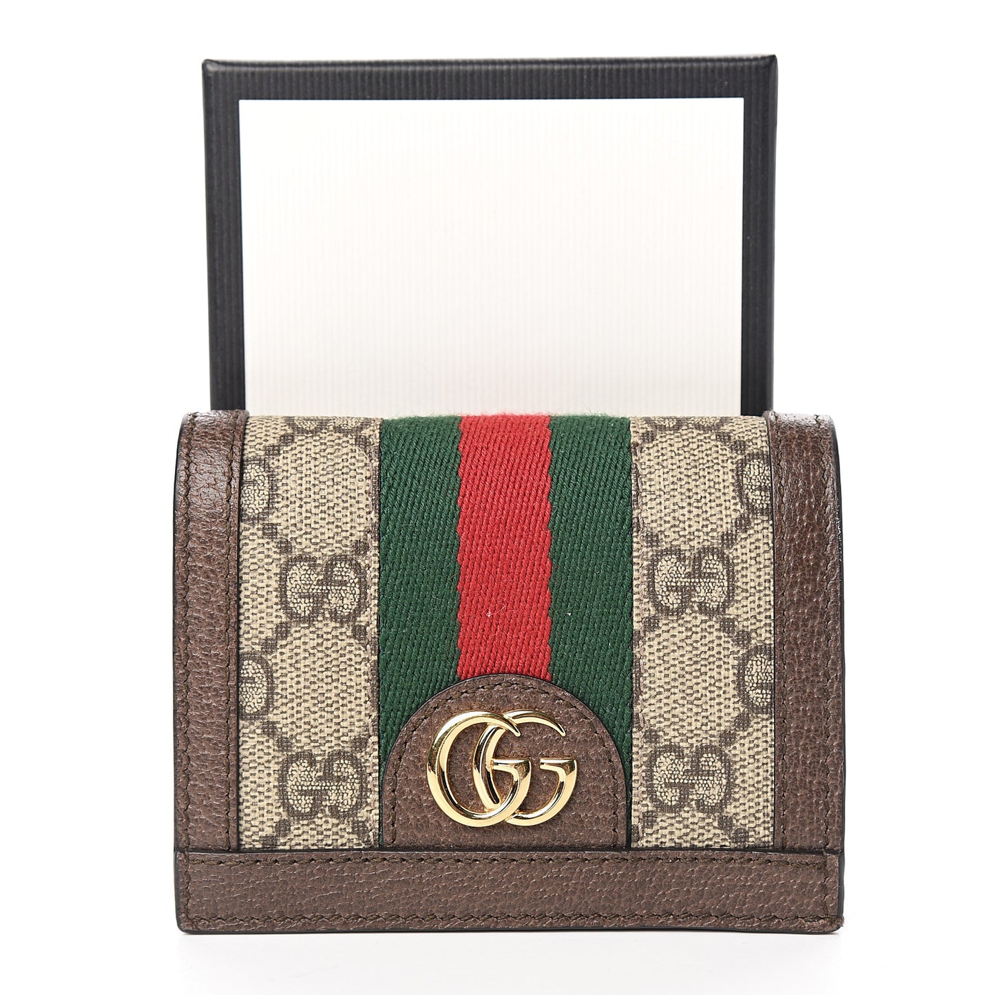 GG Supreme Monogram Web Ophidia Card Case Beige New Acero