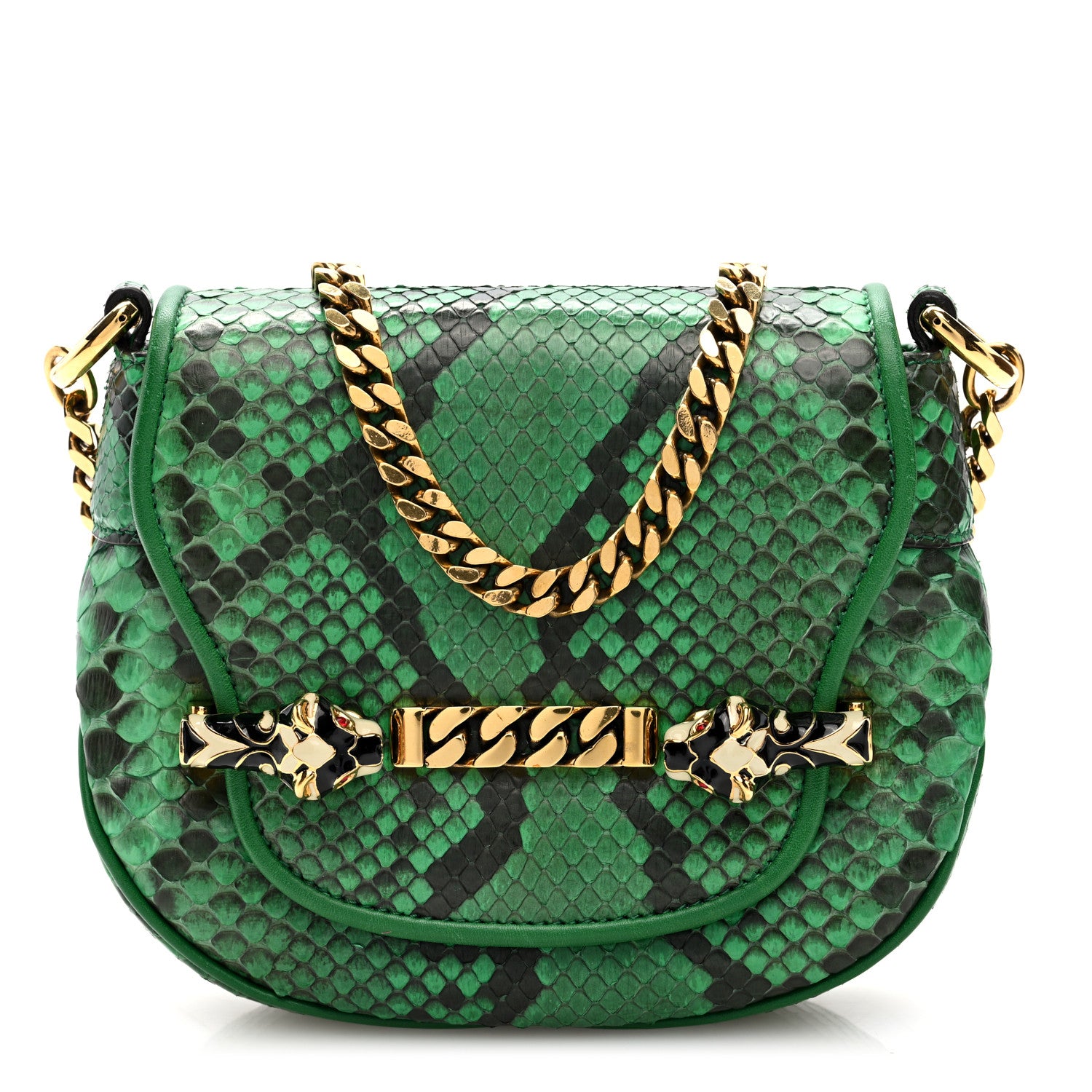 Gucci Snakeskin Tigrette Shoulder Bag Green 1 of 11
