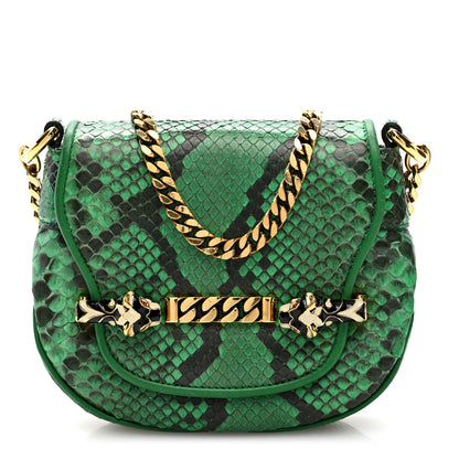 Gucci Snakeskin Tigrette Shoulder Bag Green 1 of 11