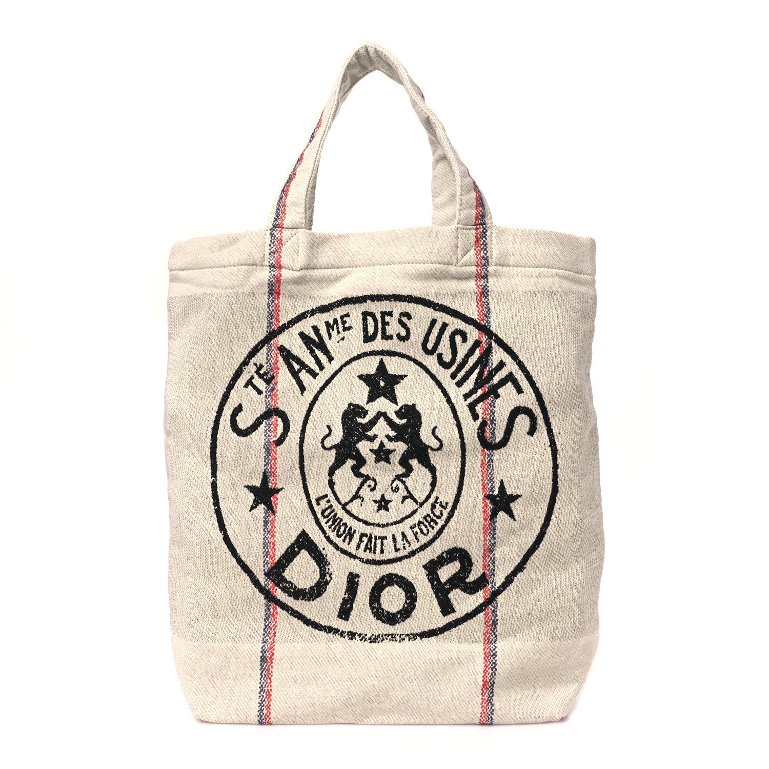 Christian Dior Canvas Union Print Cruise Tote Ivory Black 1 of 9