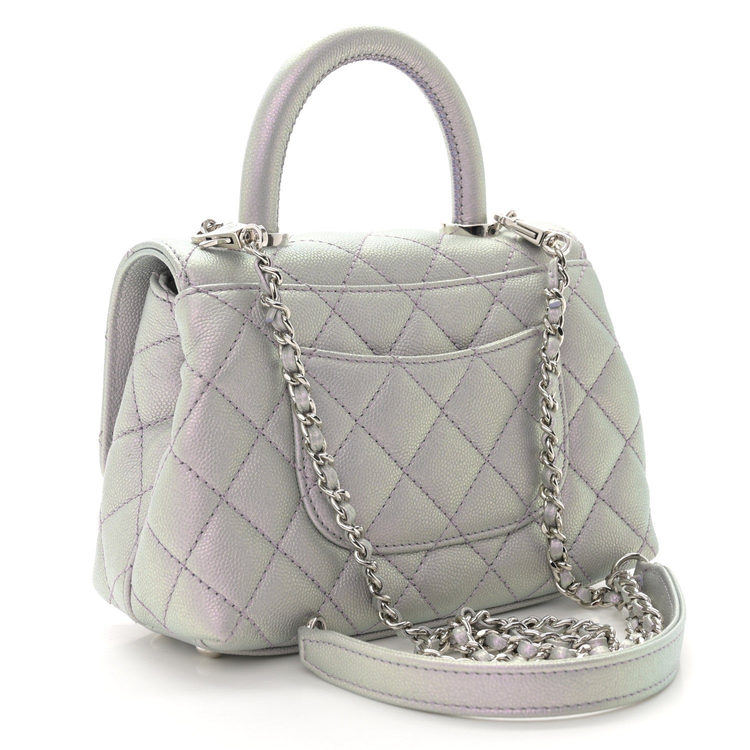 Chanel Iridescent Caviar Quilted Extra Mini Coco Handle Flap Purple 3 of 11