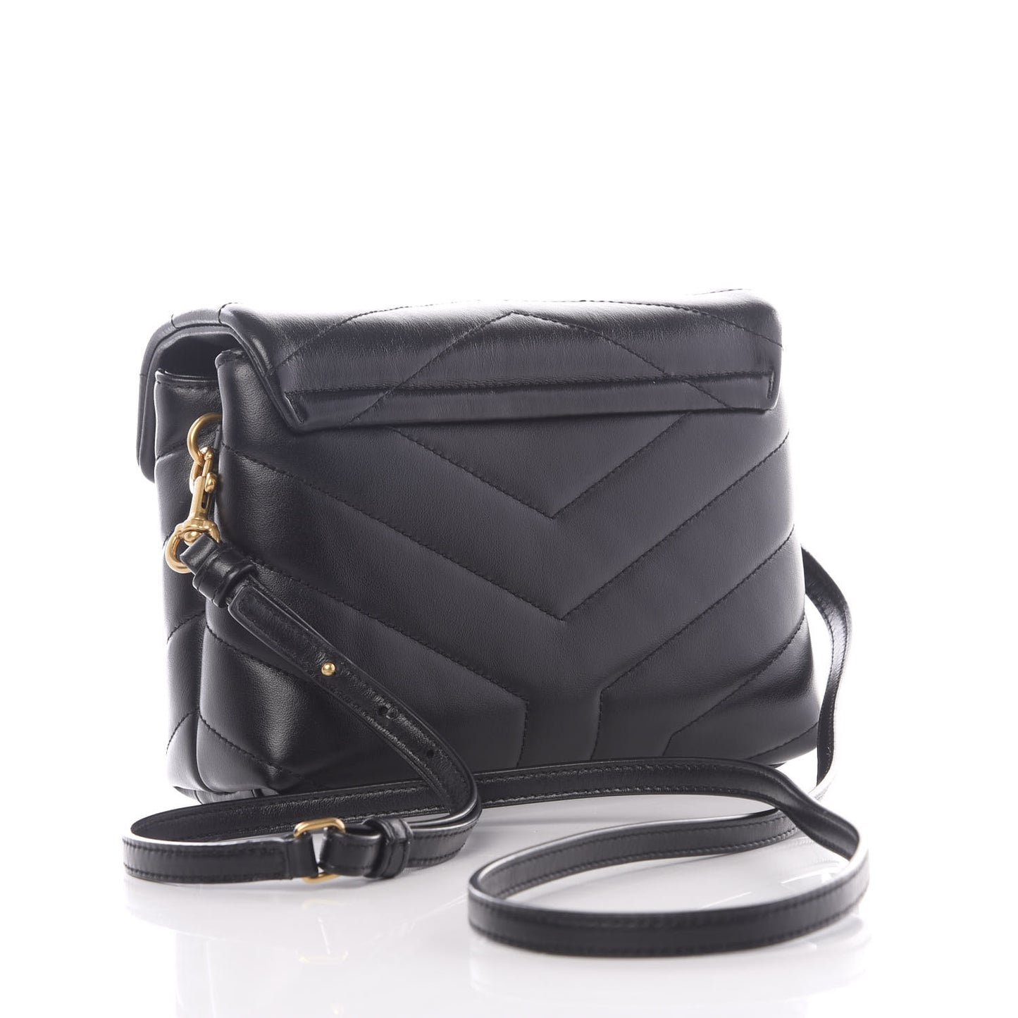 Calfskin Y Quilted Monogram Toy Loulou Crossbody Bag Black