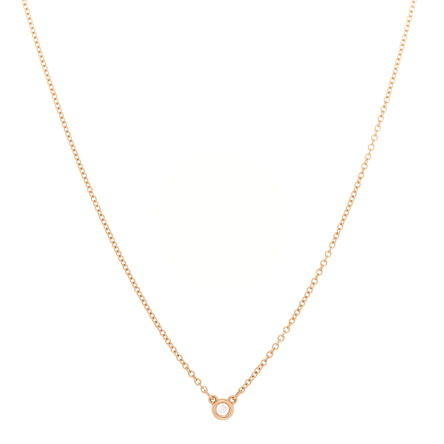 Tiffany 18K Rose Gold Diamond .03ct Elsa Peretti Diamonds by the Yard Pendant Necklace 1 of 6