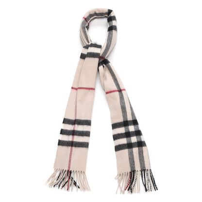Burberry Cashmere Check Fringe Scarf Stone 1 of 4