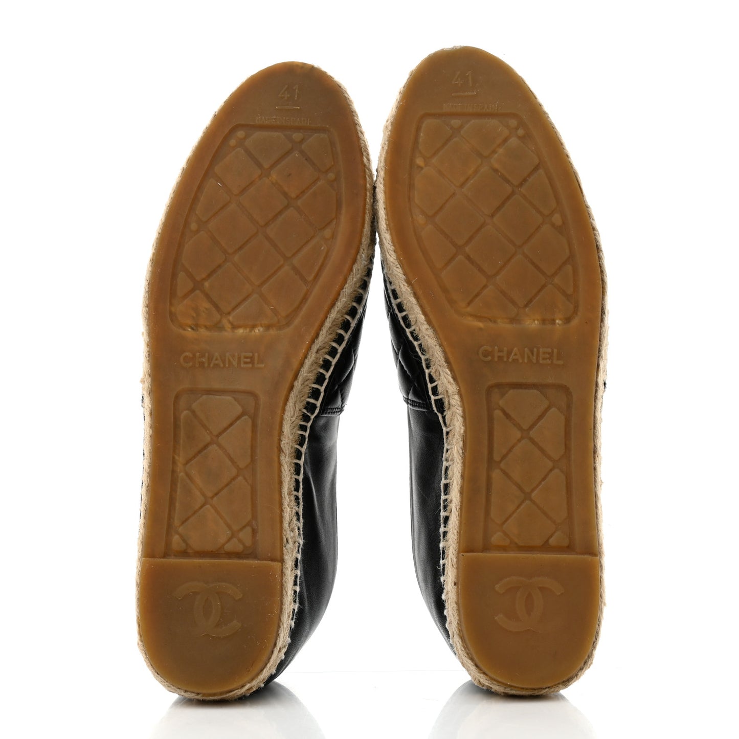 Lambskin Quilted CC Espadrilles 41 Navy Blue Black