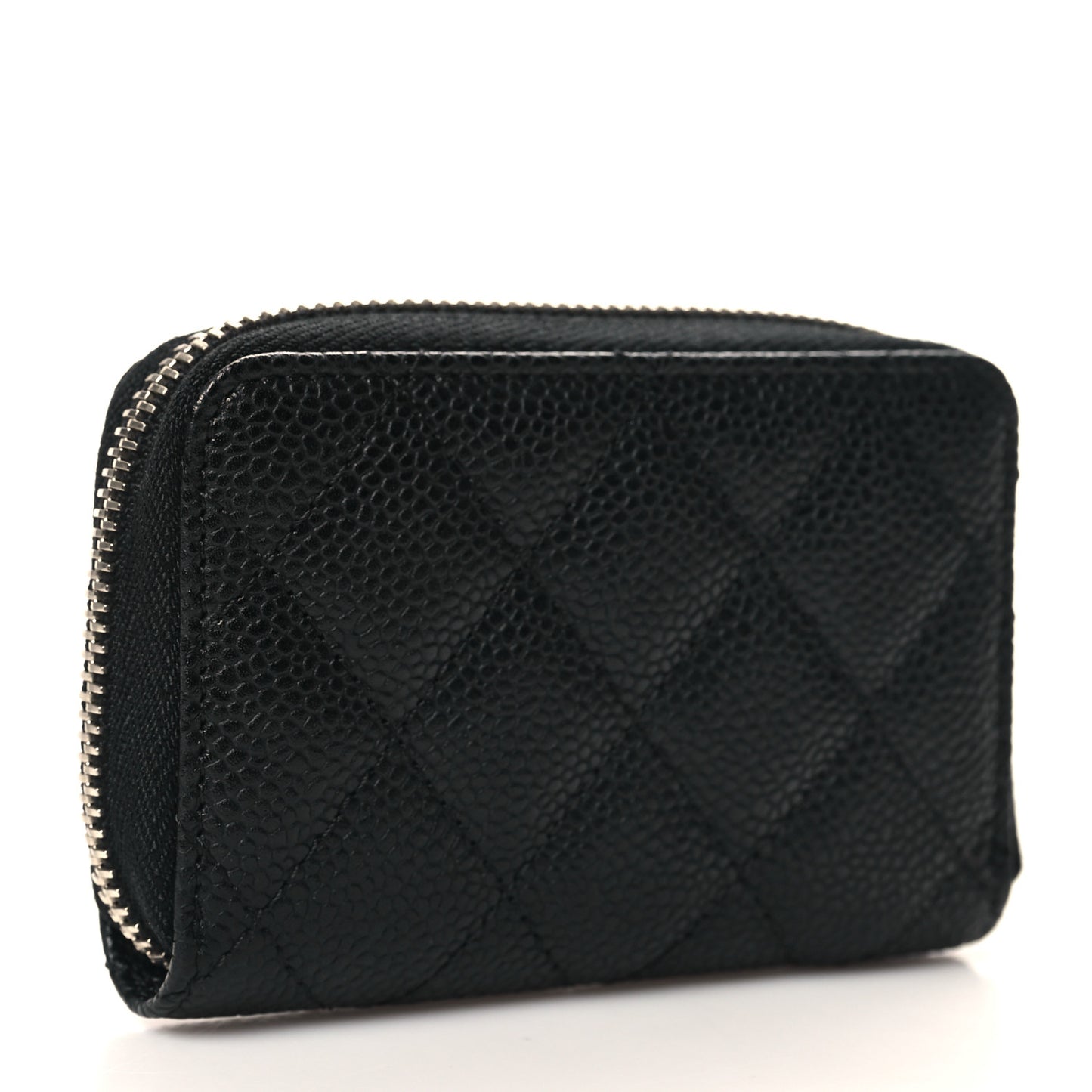 Caviar Quilted Zip Coin Purse Black