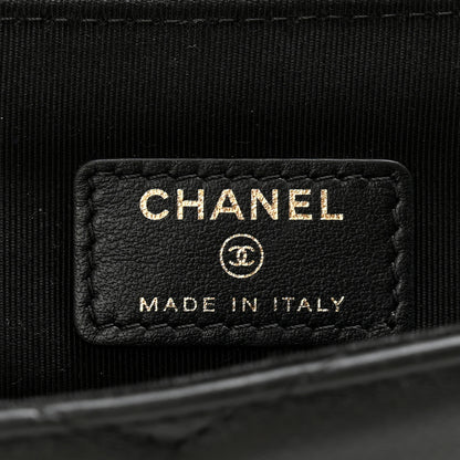 Chanel Lambskin Chevron CC Button Clutch Black 6 of 11
