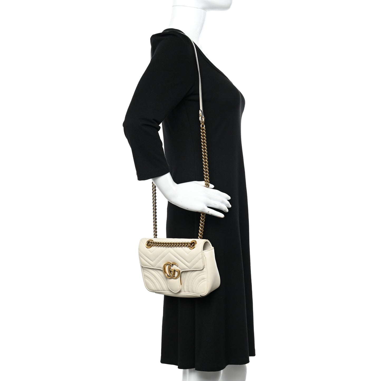 Calfskin Matelasse Mini GG Marmont Shoulder Bag White