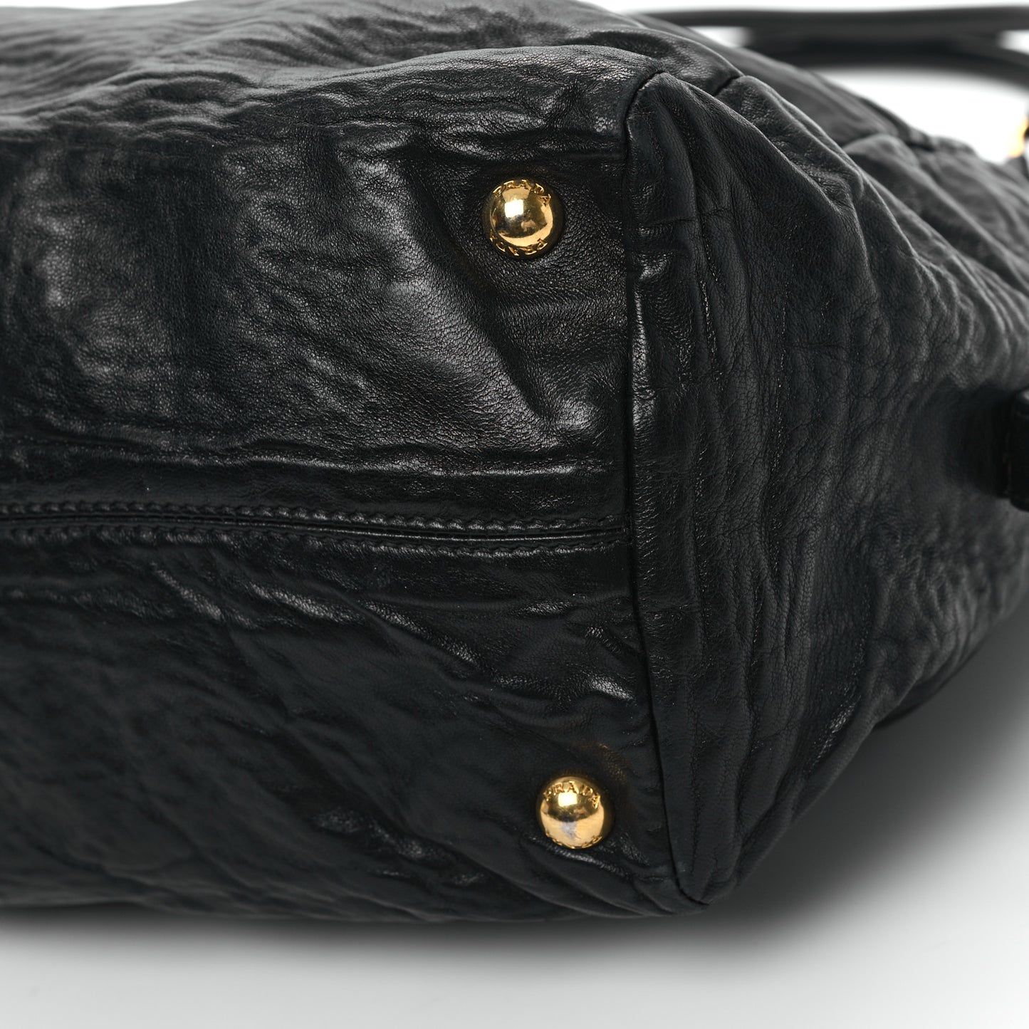 Nappa Antique Side Zip Shoulder Bag Black