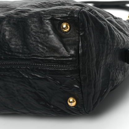 Prada Nappa Antique Side Zip Shoulder Bag Black 10 of 12