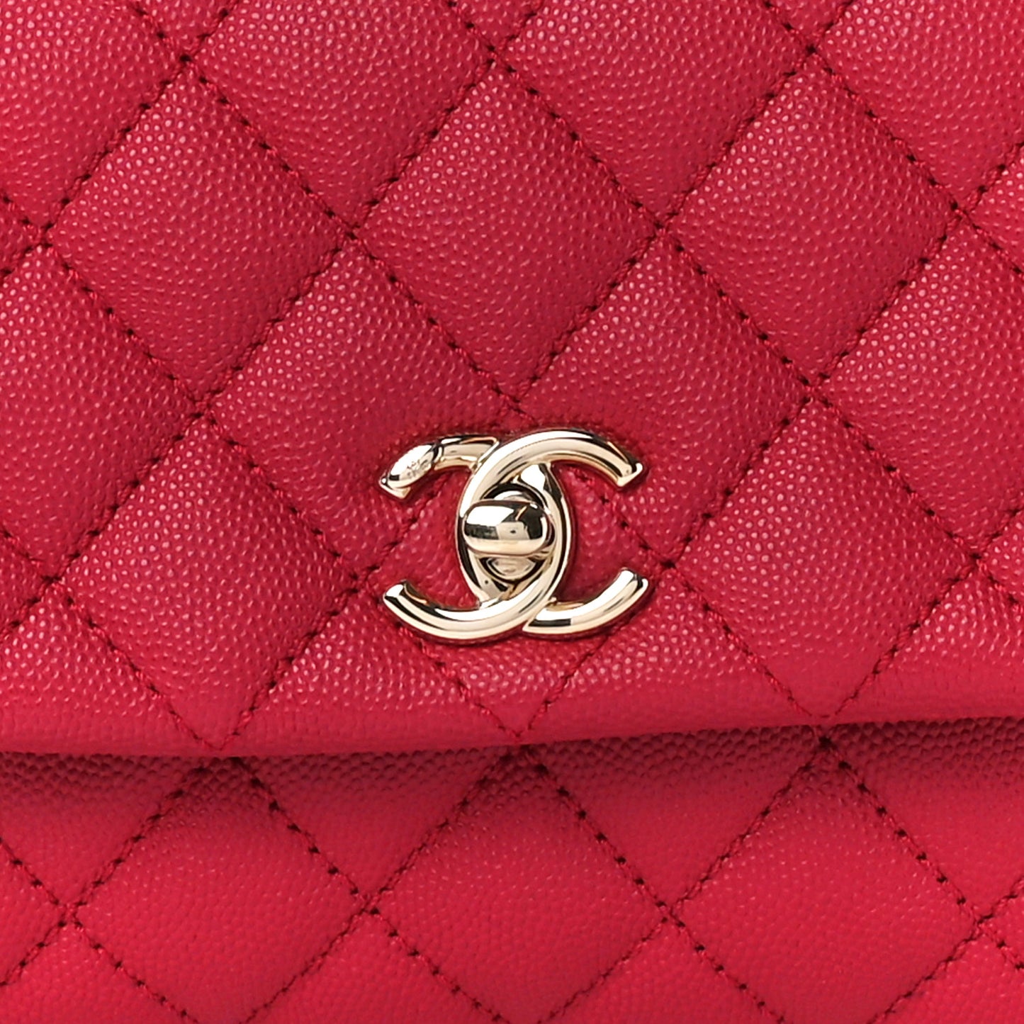 Caviar Quilted Mini Coco Handle Flap Dark Pink
