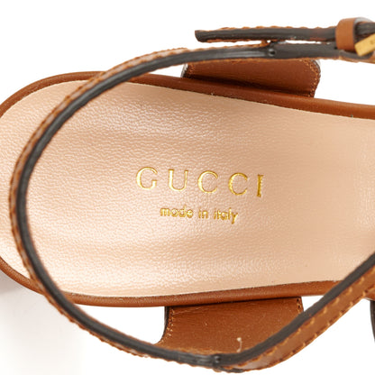 Gucci Cosmos Softy Calfskin Wooden Interlocking G Cut-Out 30/120mm Platform Sandals 35.5 Cuir 7 of 9