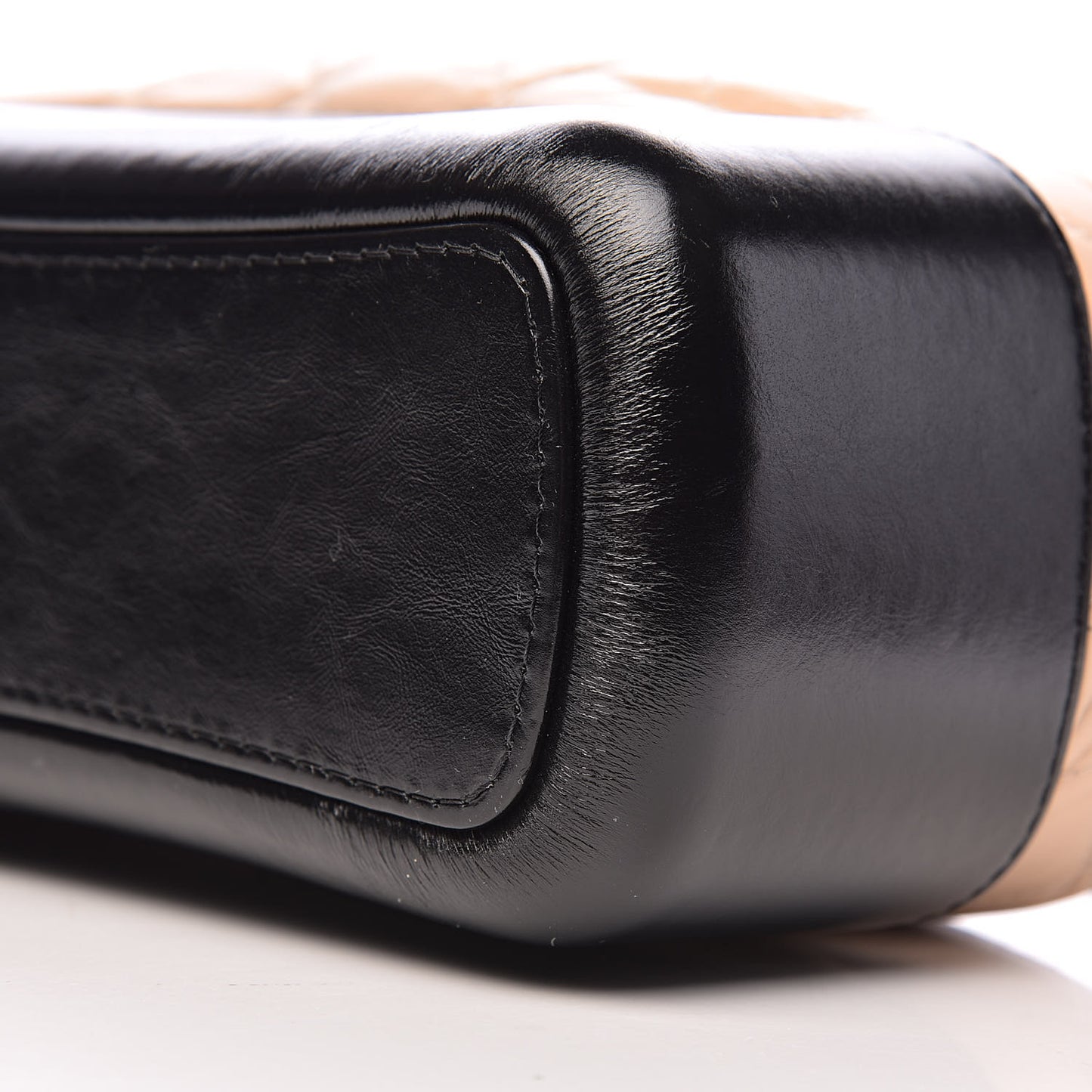 Aged Calfskin Quilted Medium Gabrielle Hobo Beige Black