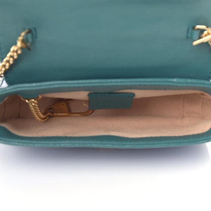Gucci Azalea Calfskin Enamel Matelasse Diagonal Super Mini Torchon GG Marmont Shoulder Bag Imperial Blue Pavone 7 of 11