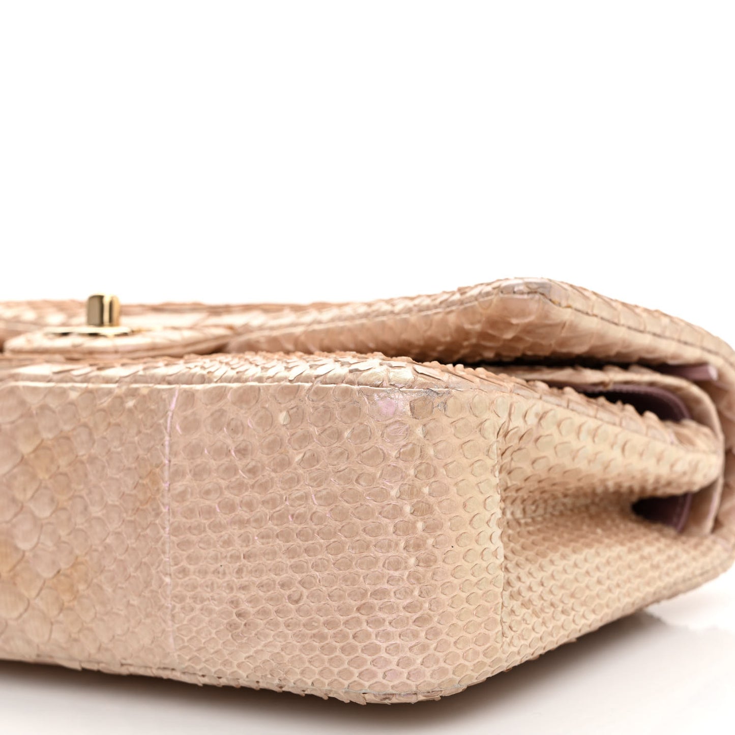 Metallic Snakeskin Medium Double Flap Pink