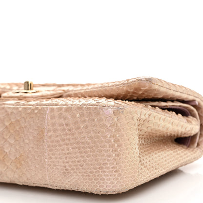 Chanel Metallic Snakeskin Medium Double Flap Pink 10 of 15