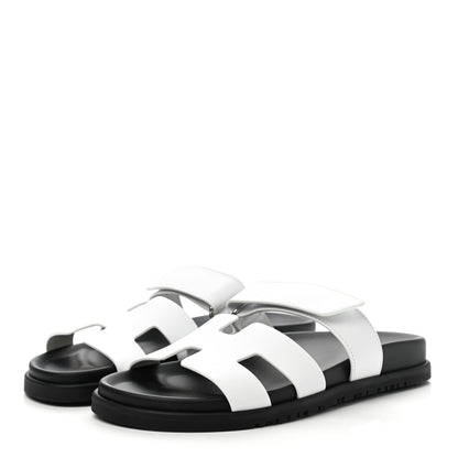 Hermes Calfskin Womens Chypre Sandals 38 White 3 of 9
