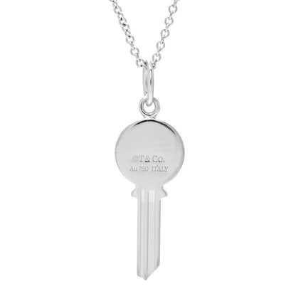 Tiffany 18K White Gold Diamond Mini Modern Keys Round Key Pendant Necklace 5 of 5