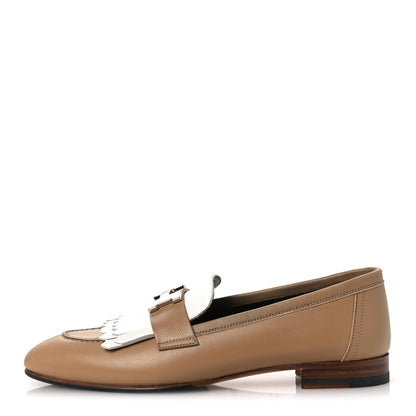 Hermes Goatskin Womens Royal Loafers 37 Beige Argile White 1 of 12