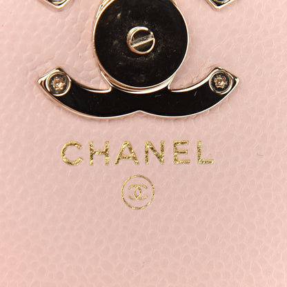 Chanel Caviar Quilted Card Holder On Chain Light Pink 6 of 10