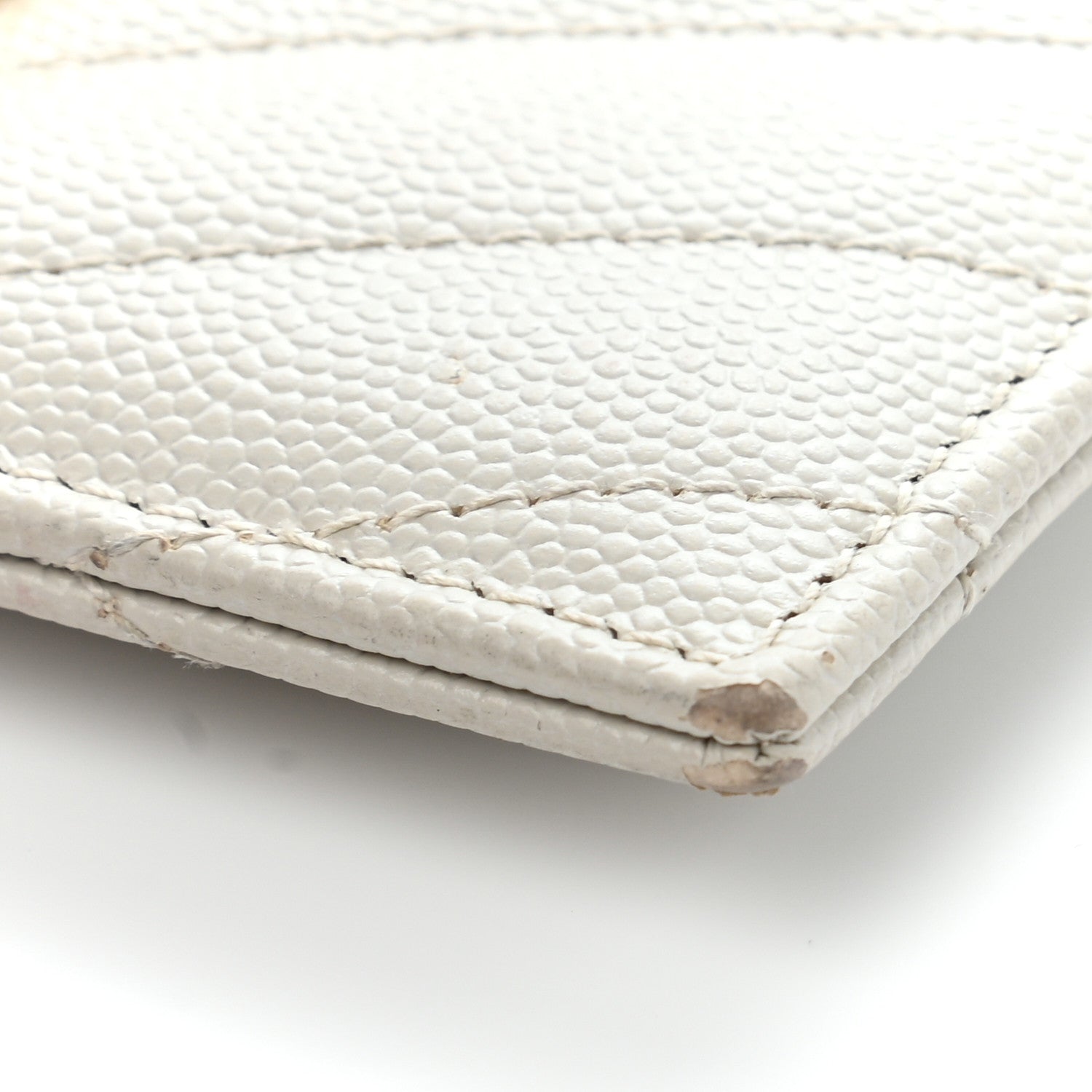 Saint Laurent Grain De Poudre Matelasse Chevron Monogram Credit Card Case Crema Soft 9 of 11