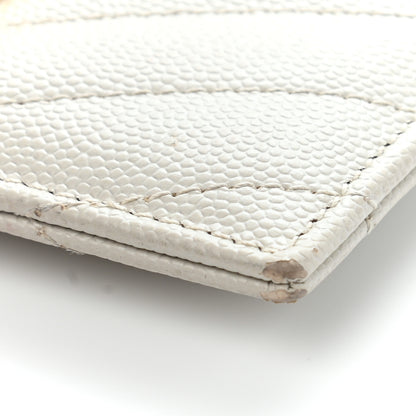 Saint Laurent Grain De Poudre Matelasse Chevron Monogram Credit Card Case Crema Soft 9 of 11