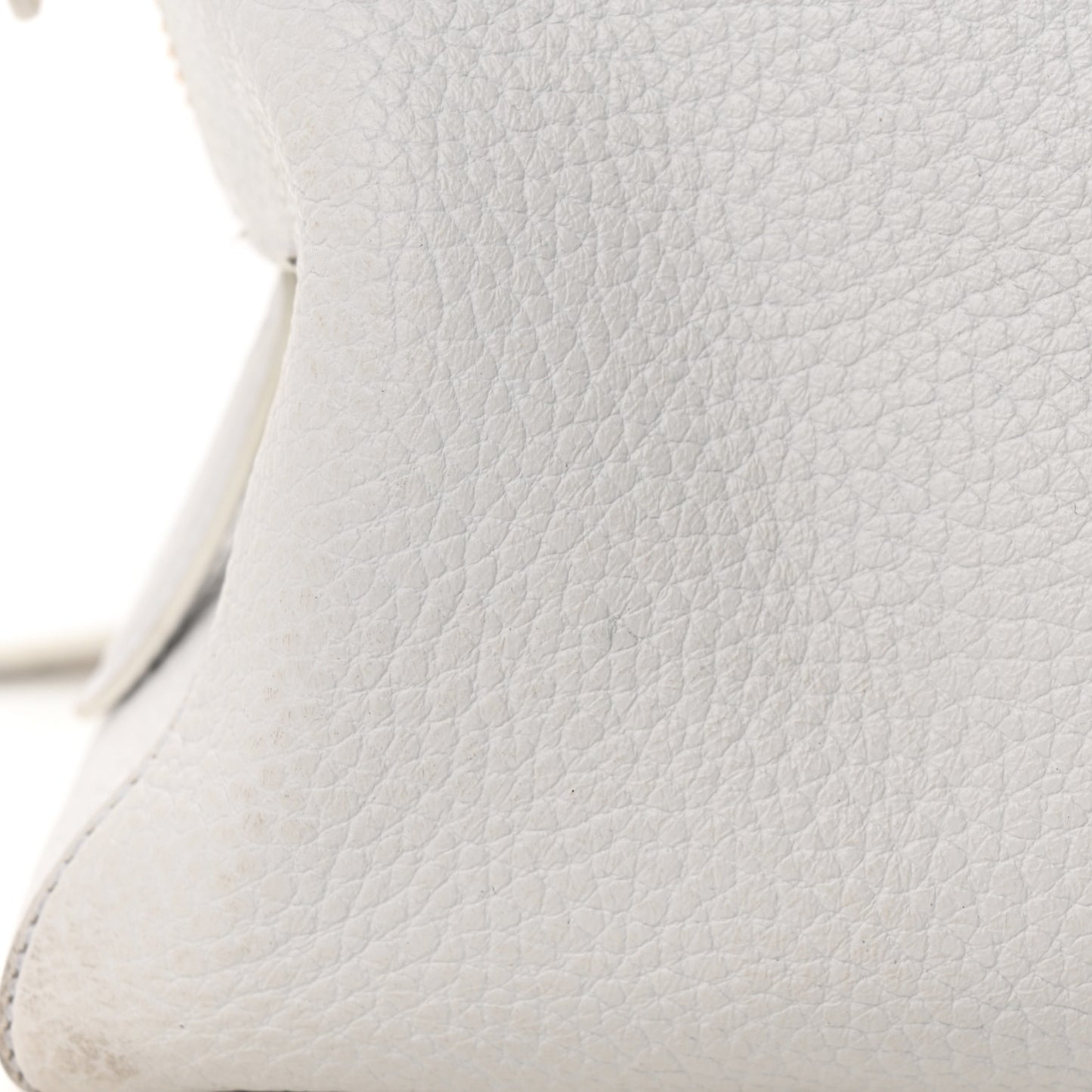 London Grainy Calfskin Small Greenwood Bowling Bag White